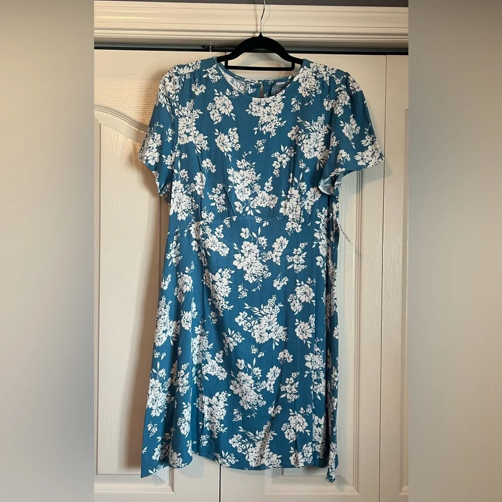 Old Navy Teal Floral Mini Dress - Picture 2 of 9